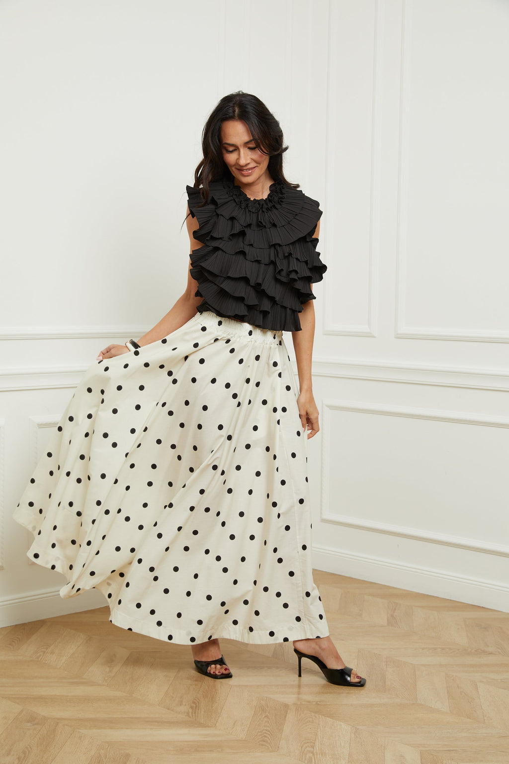 Falda Guisantes - Crudo/Negro
