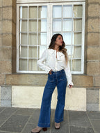 Blouse à col large Ambre beige