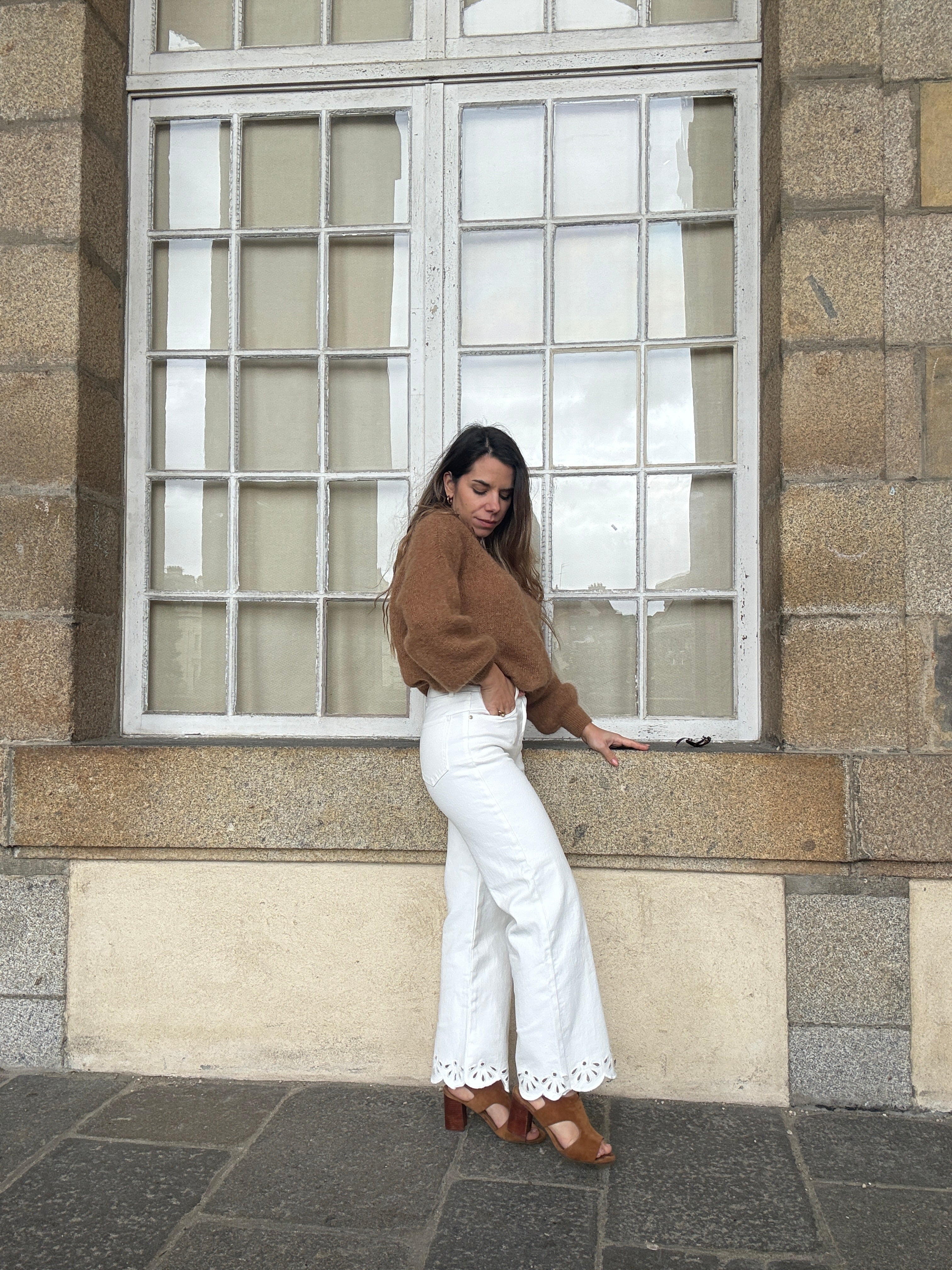 Jean cropped broderies Lola