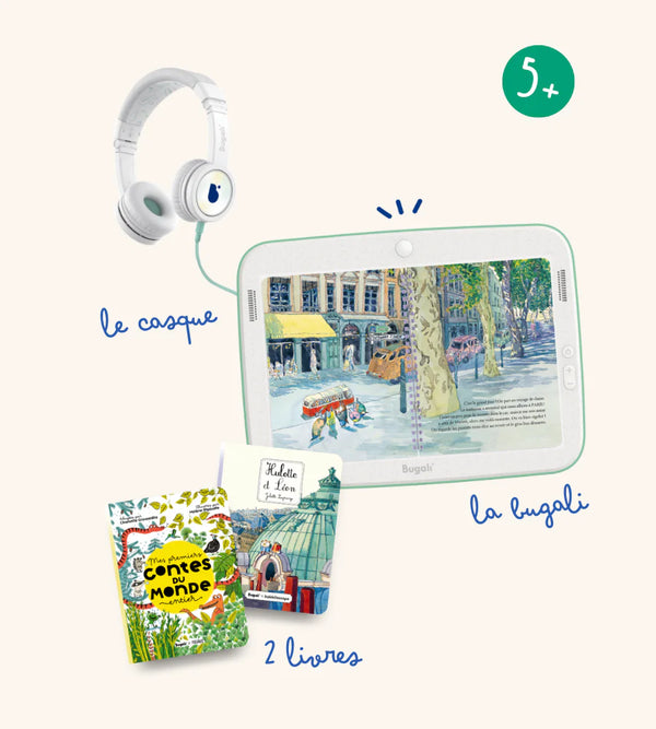 Paquetes: paquete de tableta, auriculares y libros (5+)
