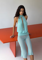 Mesh Halter Top - Aqua