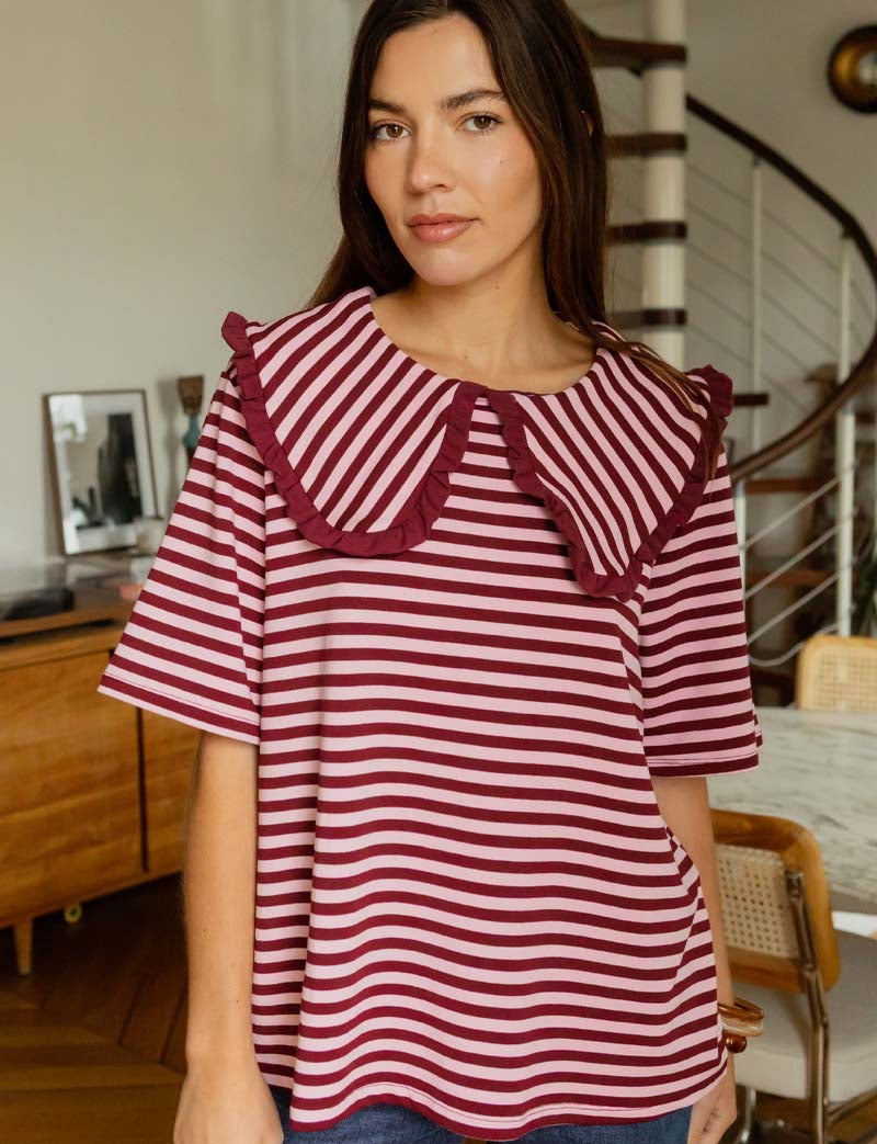 T-Shirt Rose & Bordeaux Popi