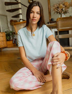 Rosa ginghammönstrade jeans Roby