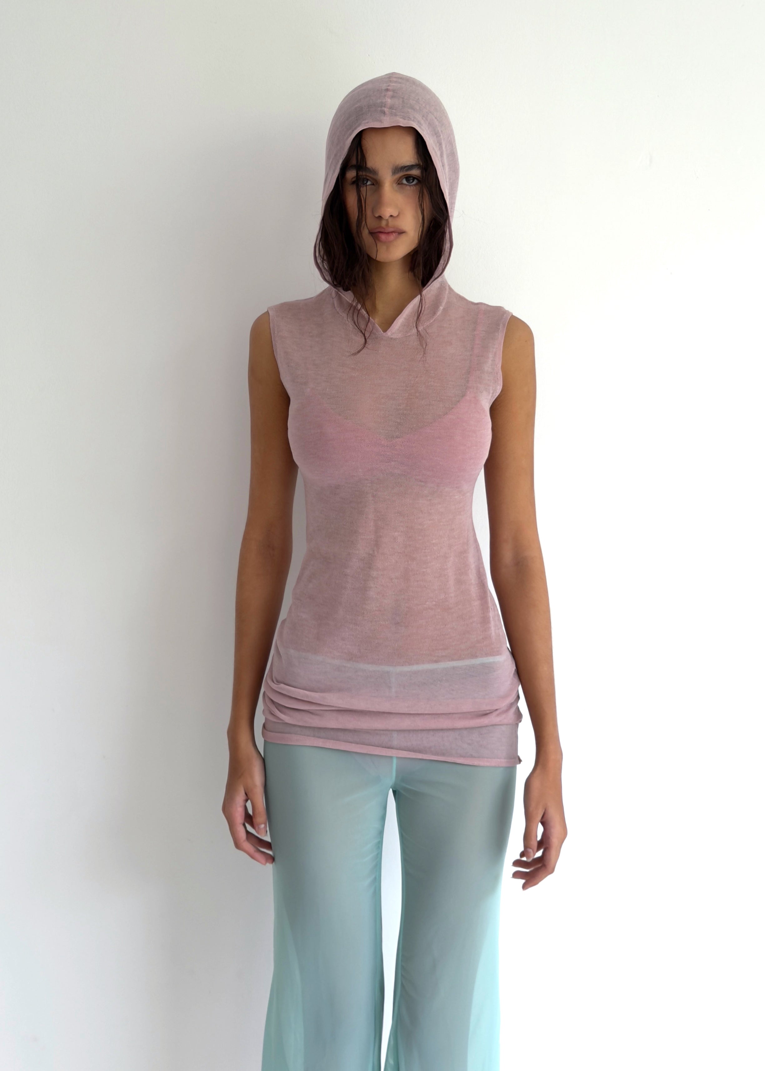 Robe Tricot à Capuche - Rose