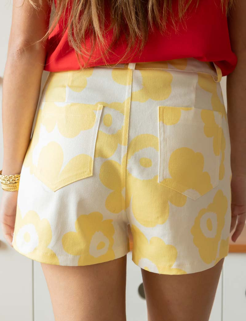 Kevy White & Yellow Floral Shorts