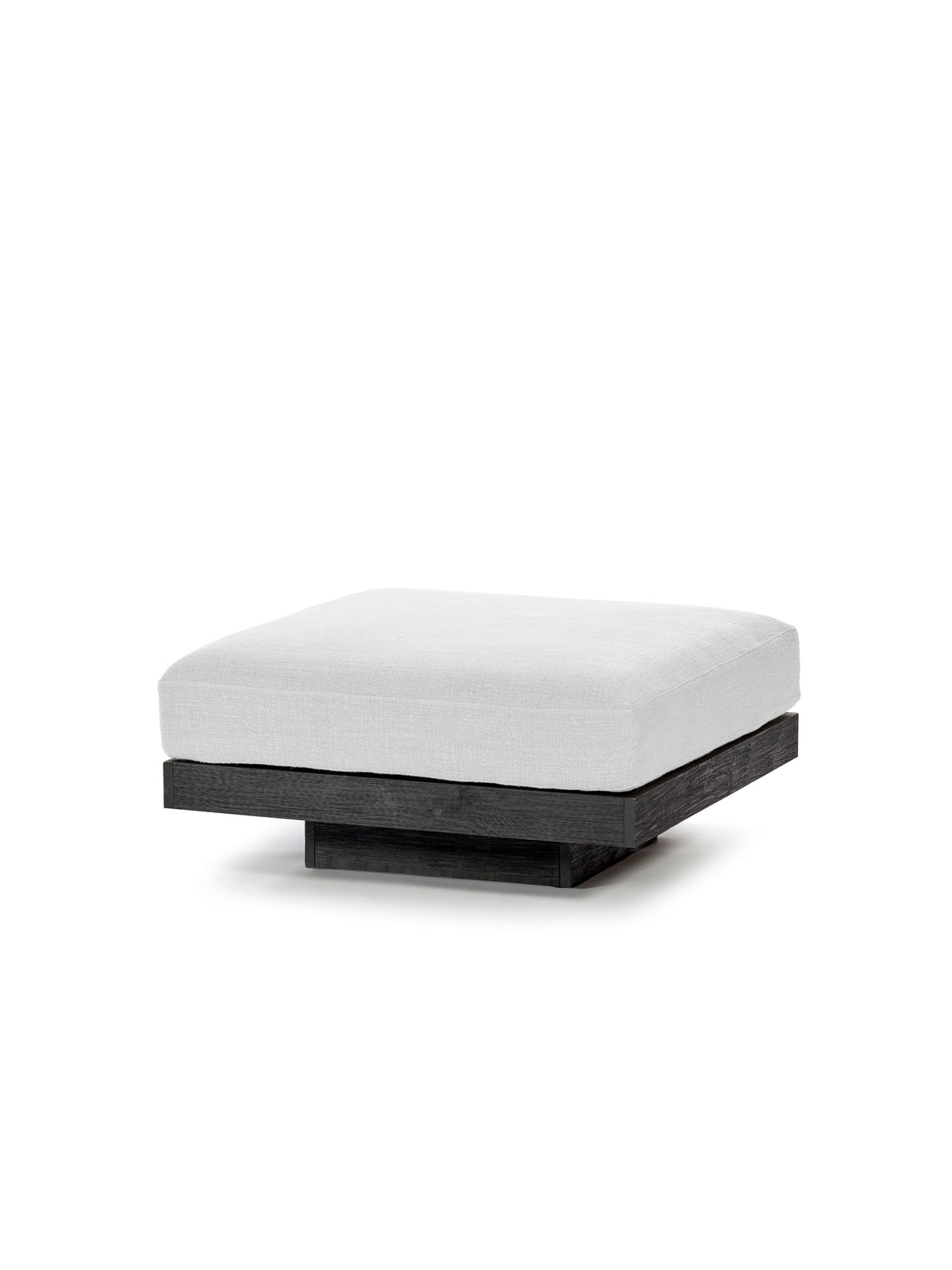 Rudolph – Indoor-Pouf – Aluminium, Holz und Bezugsstoff – Wollweiß Schwarz