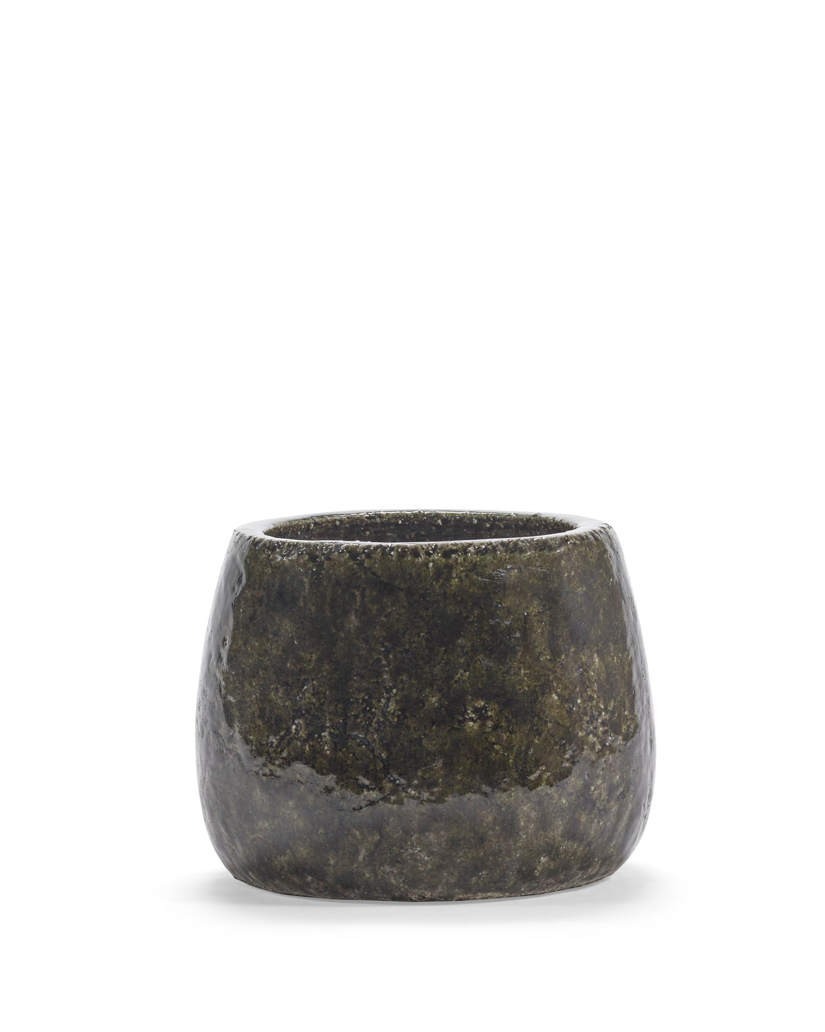 Glazed Shades – Blumentopf 01 – M – Steingut – Dunkelgrün