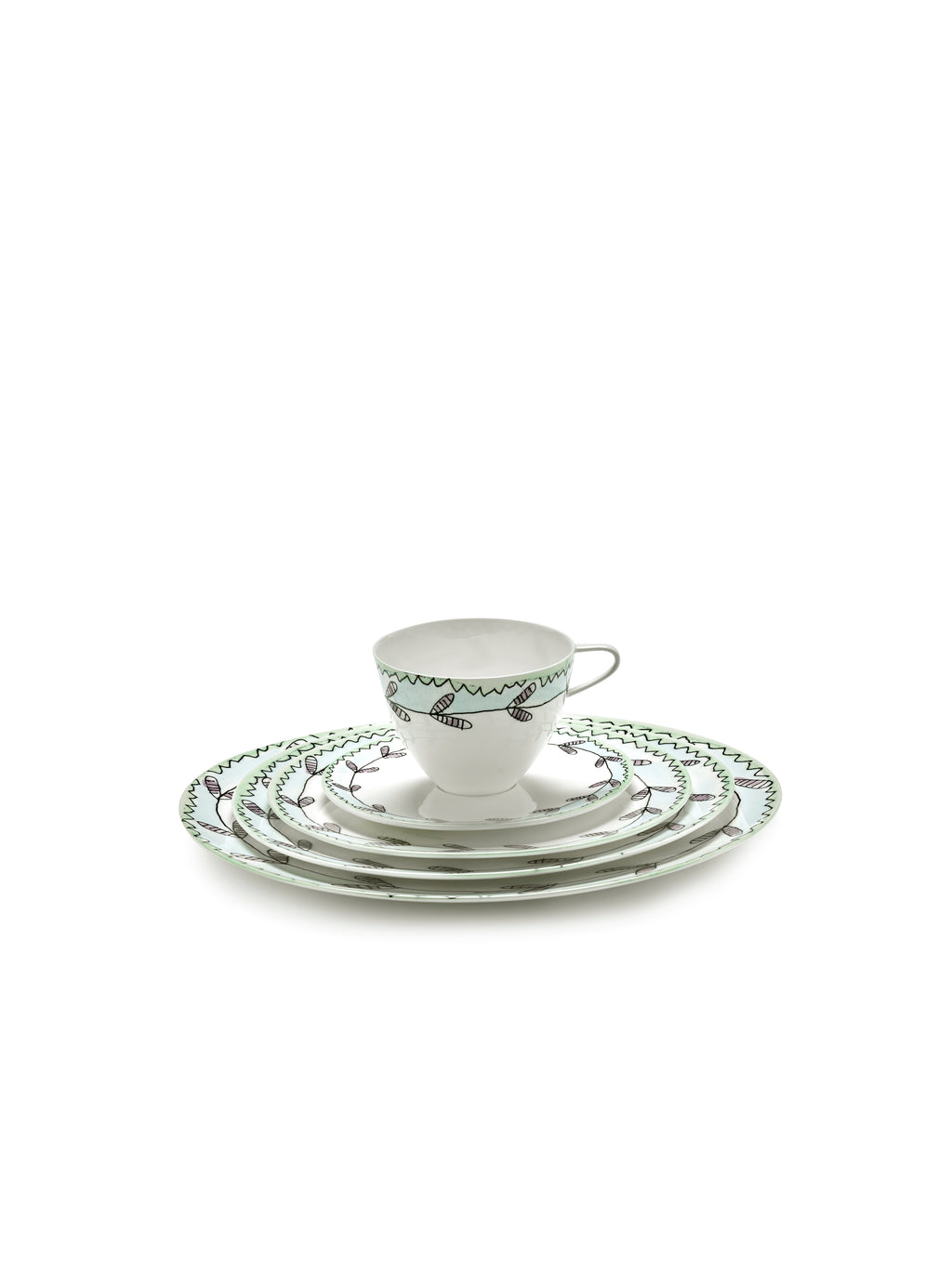 Midnight Flowers - 2er-Set Cappuccinotassen - Bone-China-Porzellan - Blossom Milk