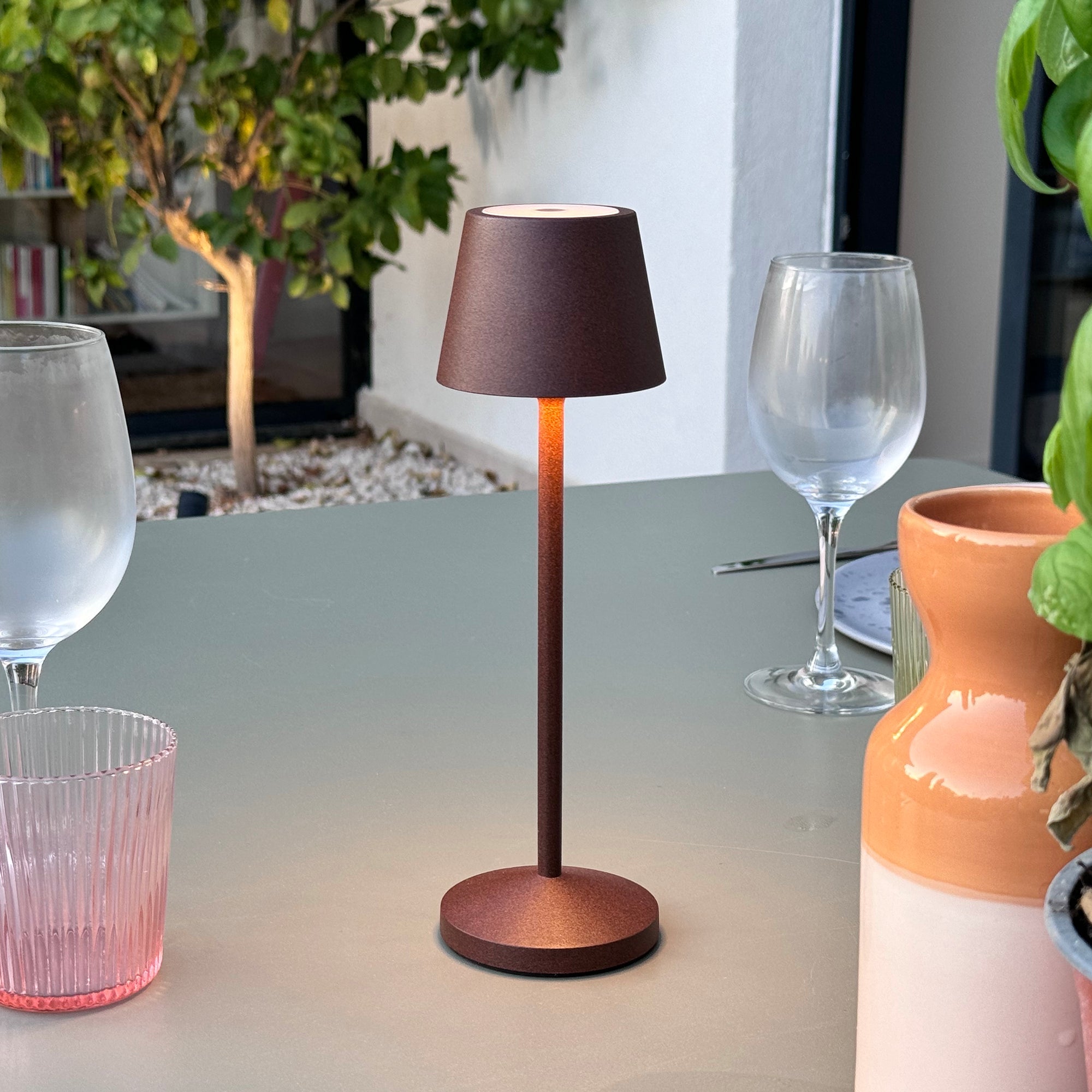 Emily - Wireless Table Lamp - Steel - Brown