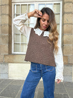 Pull sans manches Louisa marron
