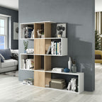 Zigzag - Bibliothèque 4 Niveaux 11 Compartiments - Bois Clair