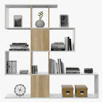 Zigzag - Bibliothèque 4 Niveaux 11 Compartiments - Bois Clair