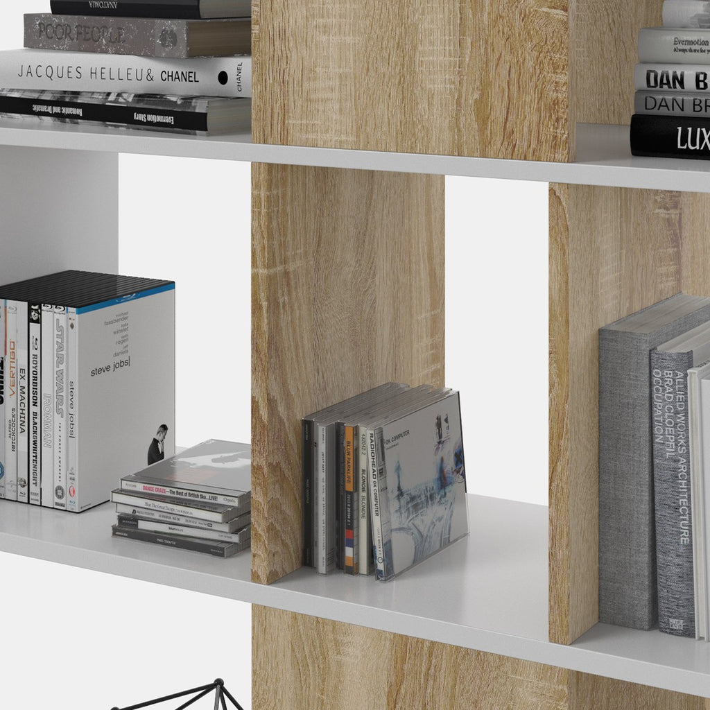 Zigzag - Bibliothèque 4 Niveaux 11 Compartiments - Bois Clair