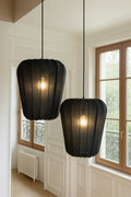 Large Alba Pendant Lamp - Black Cotton and Metal