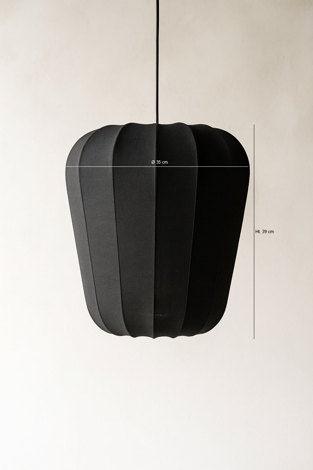 Large Alba Pendant Lamp - Black Cotton and Metal