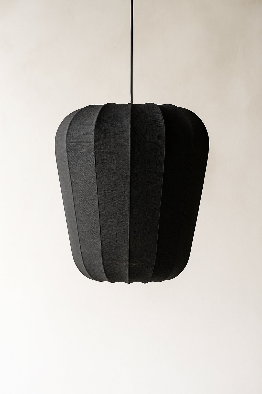 Large Alba Pendant Lamp - Black Cotton and Metal