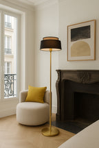 Avero Floor Lamp - Metal - Black And Gold