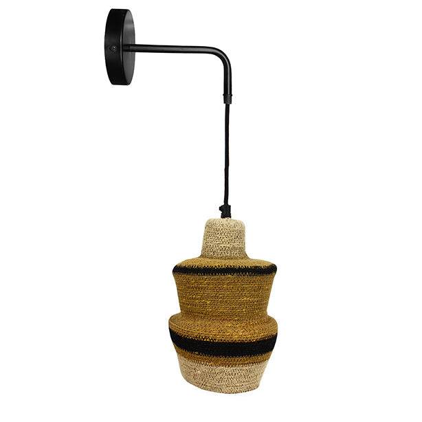 Antigua Wall Light - Seagrass - Natural/Ochre and Black Metal