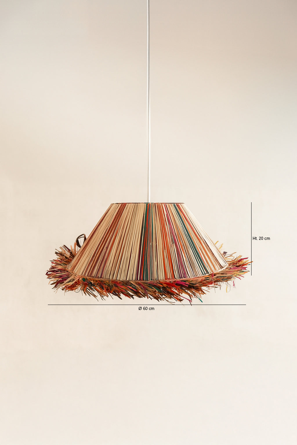 Lámpara Colgante Jolo - Rafia Natural - Colorida Con Flecos