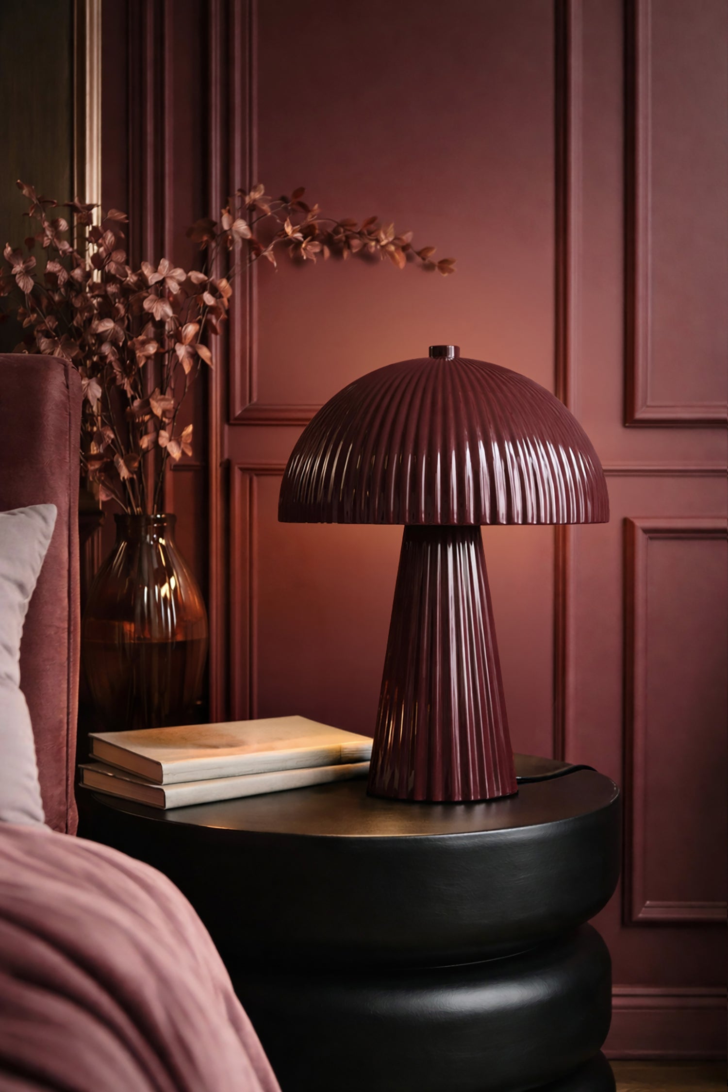 Thalia - Lampe À Poser - Métal - Lie De Vin