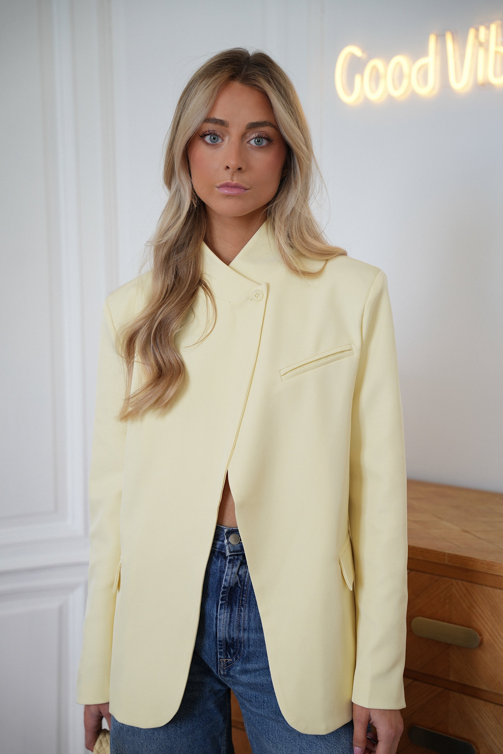 Manon Asymmetrical Blazer - Yellow