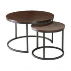 Lenny - Lot De 2 Tables Basses Gigognes Rondes - Noyer/ Noir