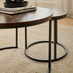 Lenny - Lot De 2 Tables Basses Gigognes Rondes - Noyer/ Noir