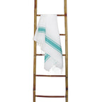 St Tropez - White Fouta - White/Turquoise Green