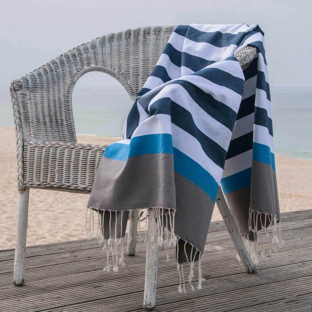 Arcachon - Fouta Tricolore - Azul Jean/Azul Azur
