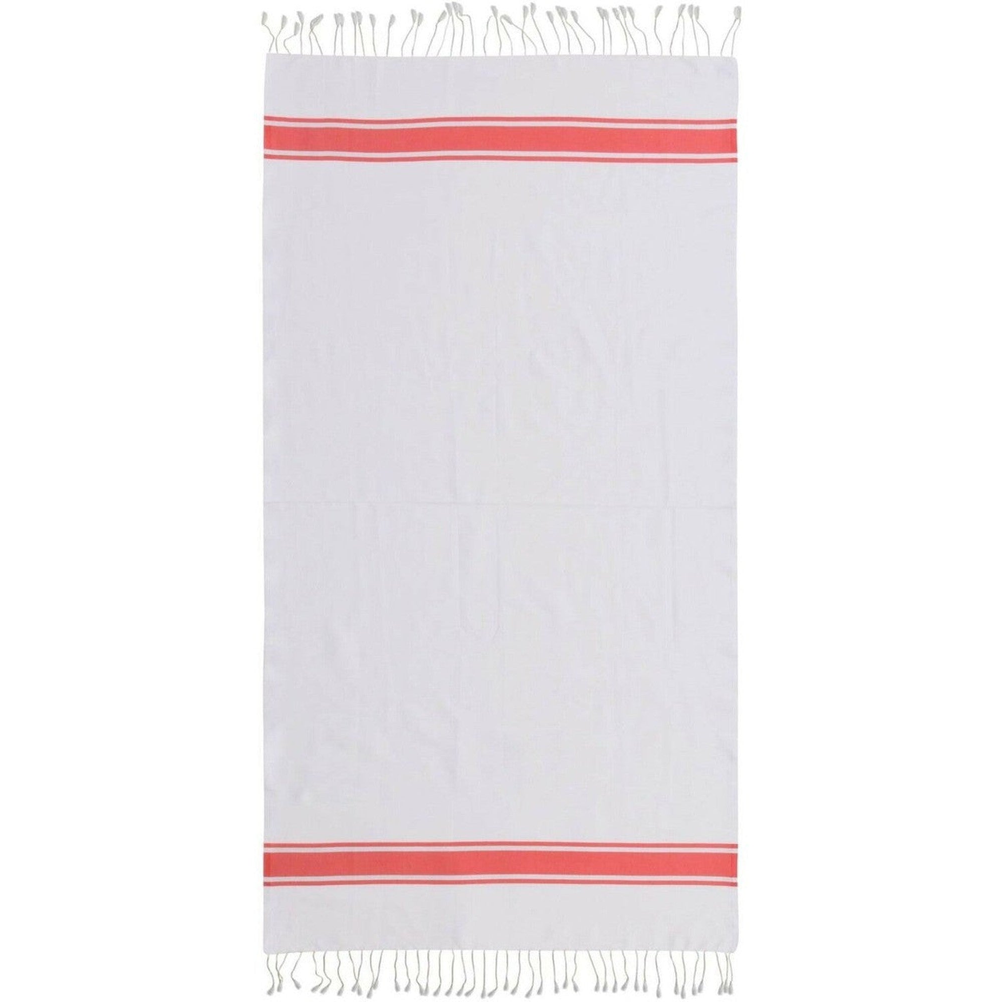 St Tropez - Fouta blanca - Blanco/Naranja coral