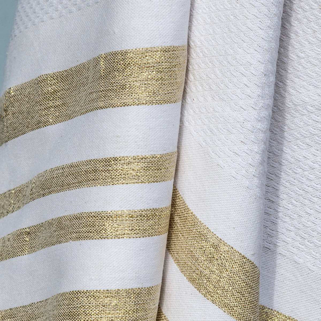 Hamptons - Fouta Honeycomb - Blanco/Oro