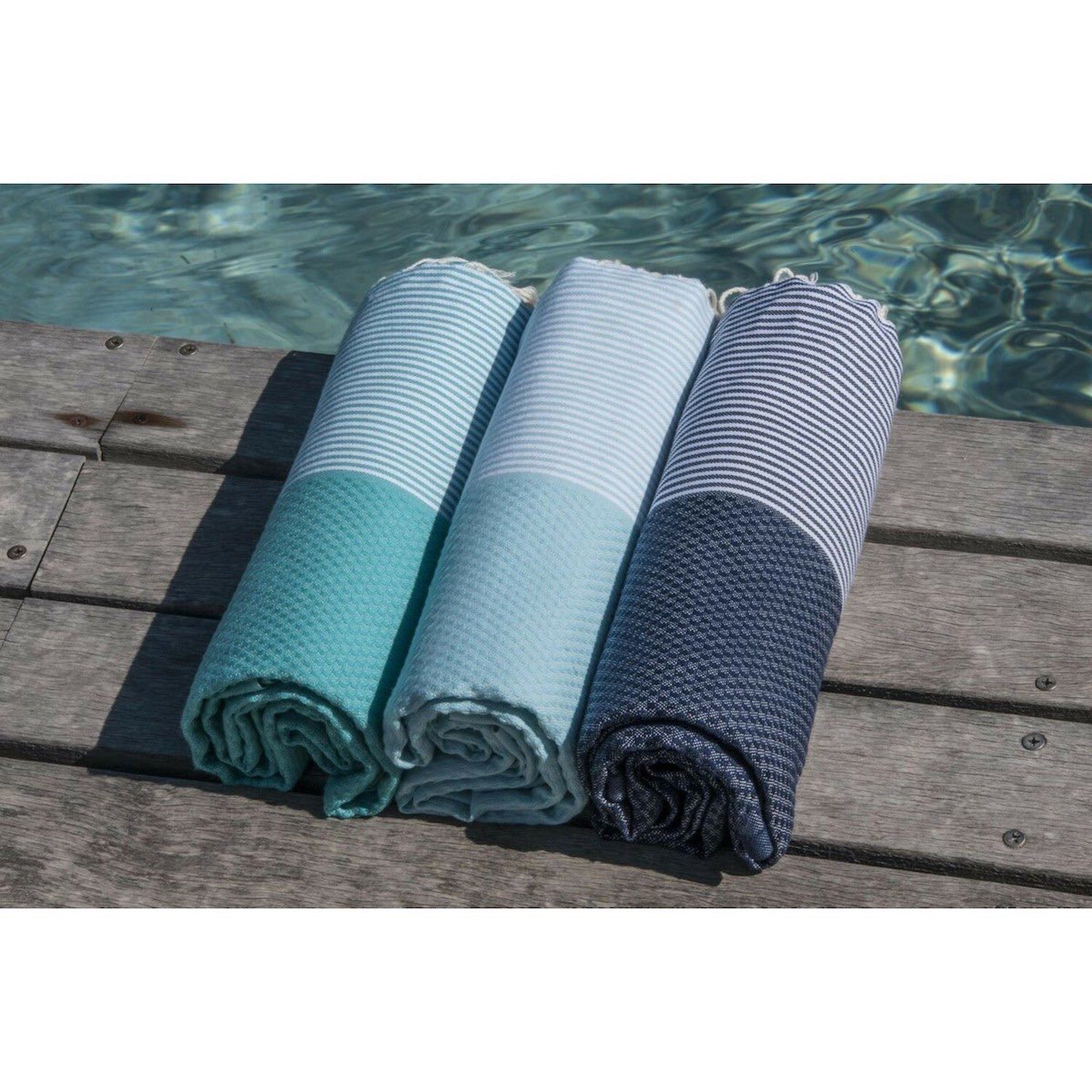 Ibiza - Honeycomb Fouta - Aqua Blue