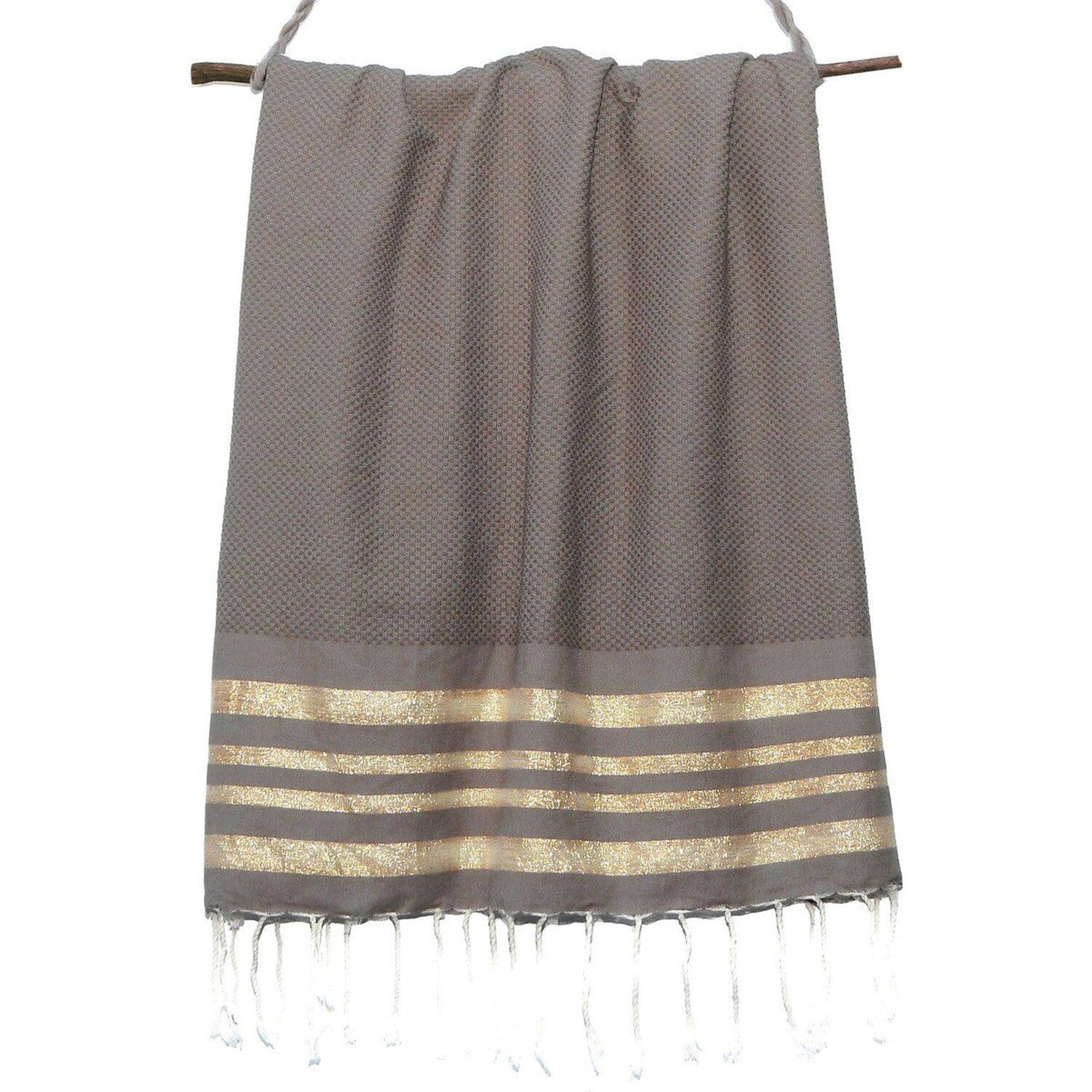 Hamptons - Fouta Honeycomb - Taupe claro/dorado