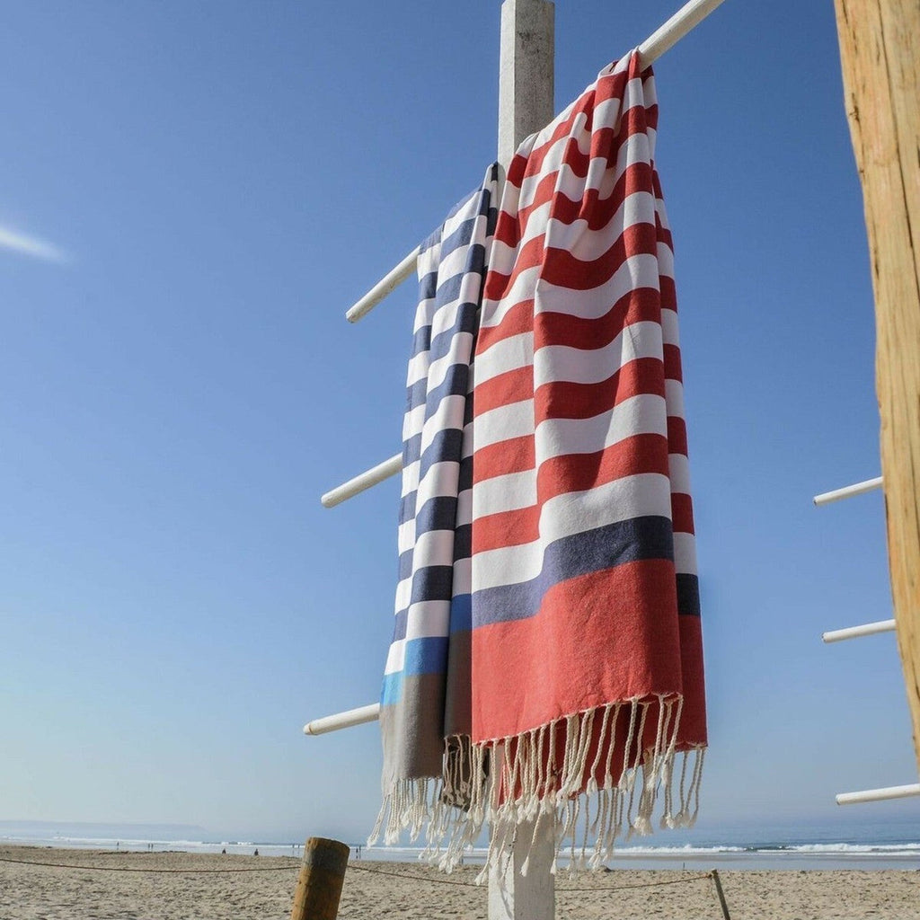 Arcachon - Fouta Tricolore - Rojo/Azul Denim