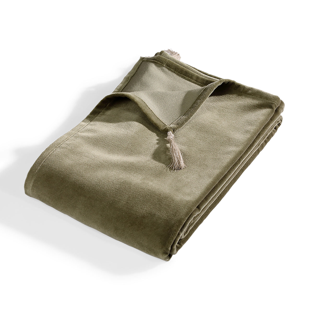 Danube - Bed Runner - Cotton Velvet - Khaki Green