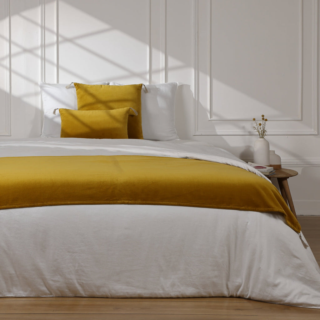 Danube - Bed Runner - Cotton Velvet - Mustard Yellow