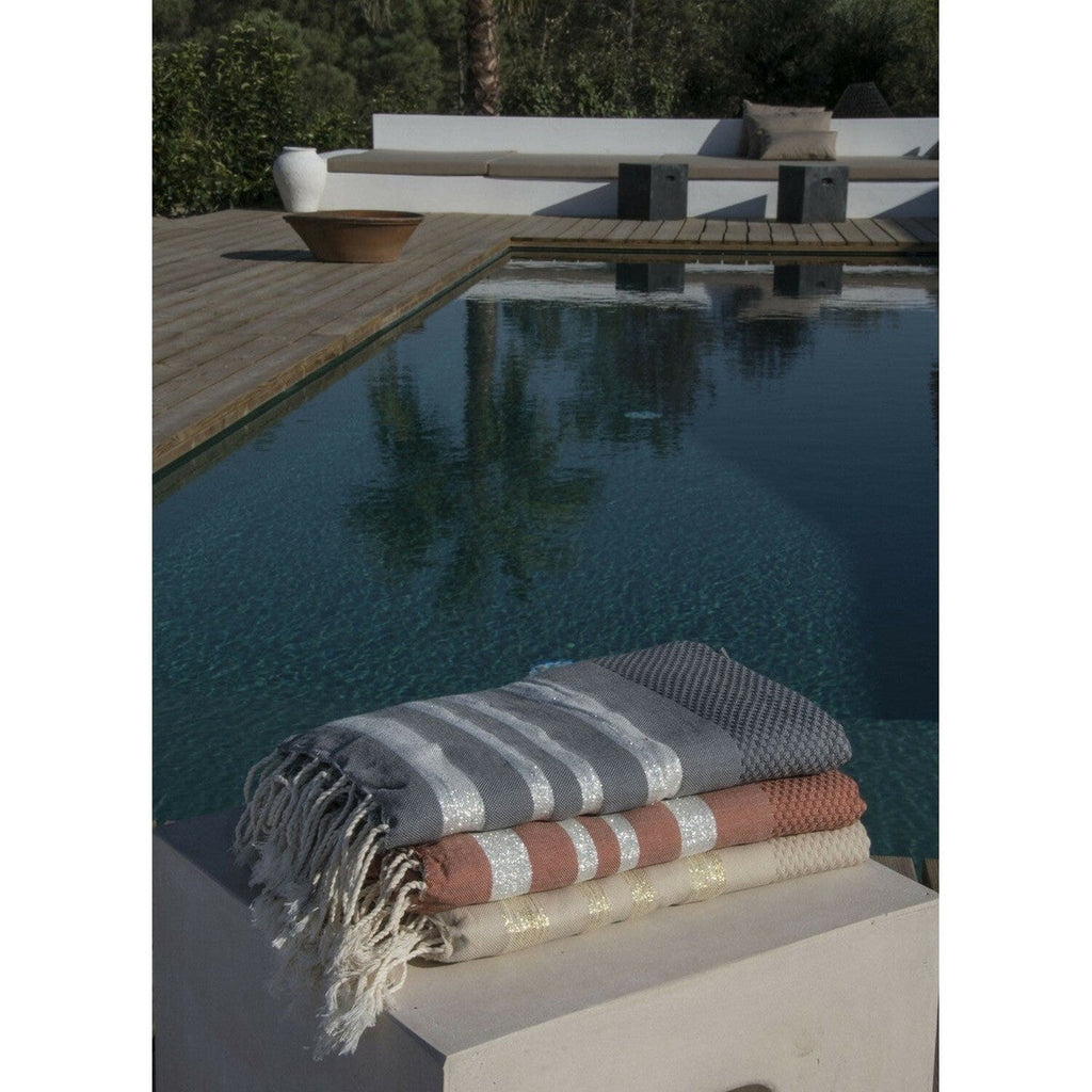 Hamptons - Honeycomb Fouta - Medium Grey/Silver