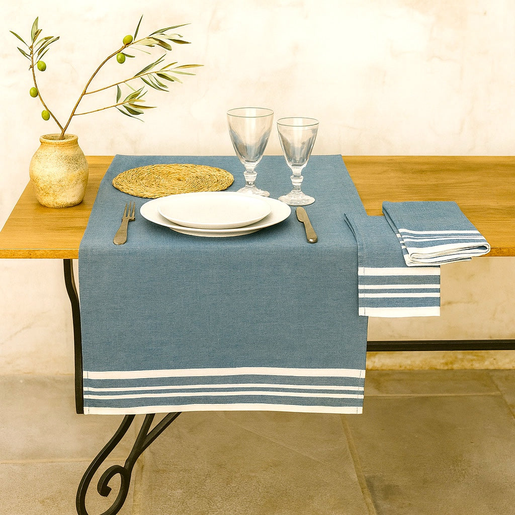Mahdia - Table Runner - Petrol Blue