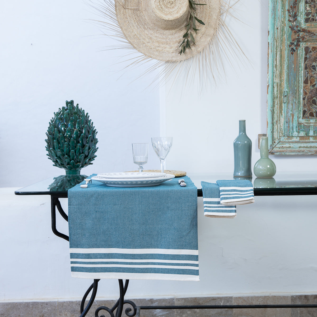 Mahdia - Table Runner - Petrol Blue