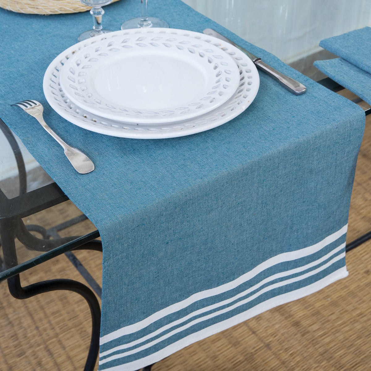 Mahdia - Table Runner - Petrol Blue