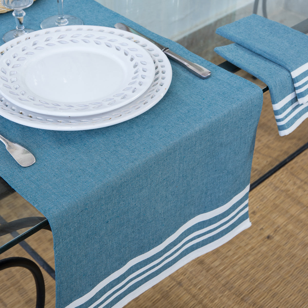 Mahdia - Table Runner - Petrol Blue