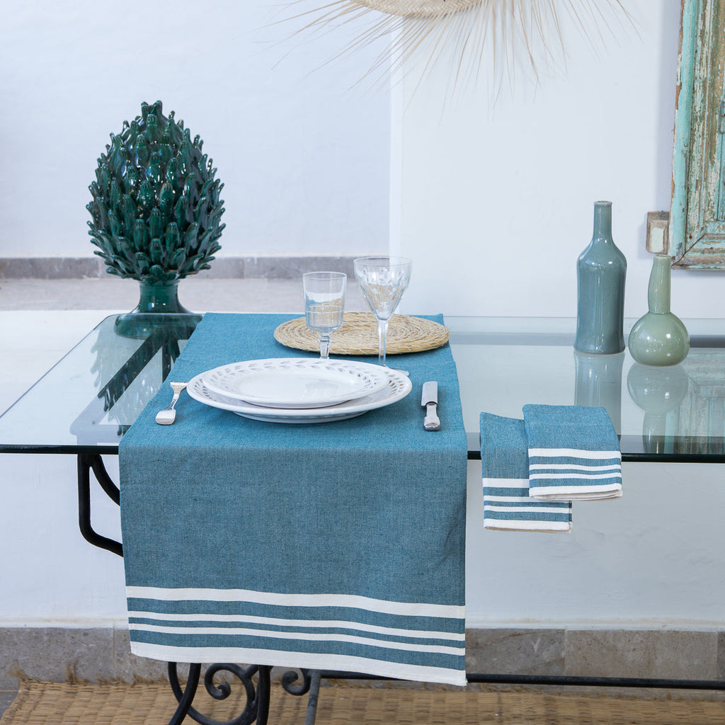Mahdia - Table Runner - Petrol Blue