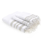 Hamptons - Foutas de Baño (1 Grande y 2 Pequeñas) - Blanco/Plata