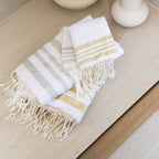 Hamptons - Foutas de Baño (1 Grande y 2 Pequeñas) - Blanco/Plata