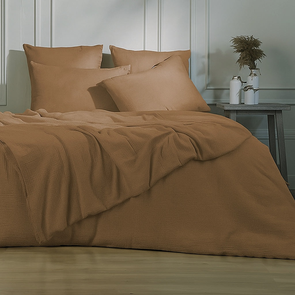 Carla - Cotton Gauze Bedspread - Hazelnut