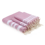 Hamptons - Foutas De Bain (1 Grande et 2 Petites) - Rose Pâle/Blanc