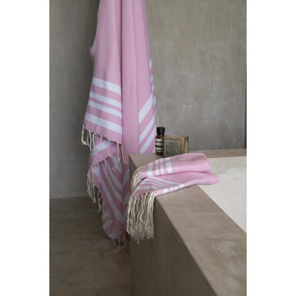 Hamptons - Foutas De Bain (1 Grande et 2 Petites) - Rose Pâle/Blanc