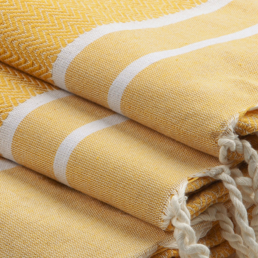 Stockholm - Foutas de Baño (1 Grande y 2 Pequeñas) - Amarillo Azafrán/Blanco
