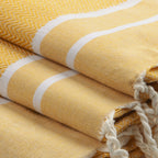 Stockholm - Foutas de Baño (1 Grande y 2 Pequeñas) - Amarillo Azafrán/Blanco