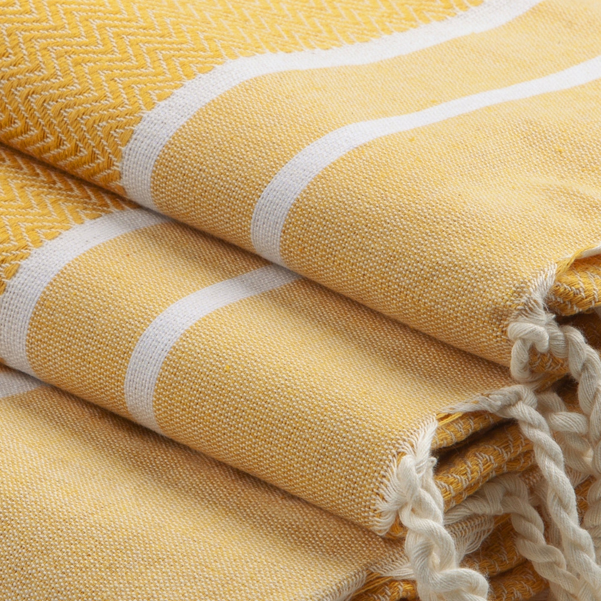 Stockholm - Foutas de Baño (1 Grande y 2 Pequeñas) - Amarillo Azafrán/Blanco